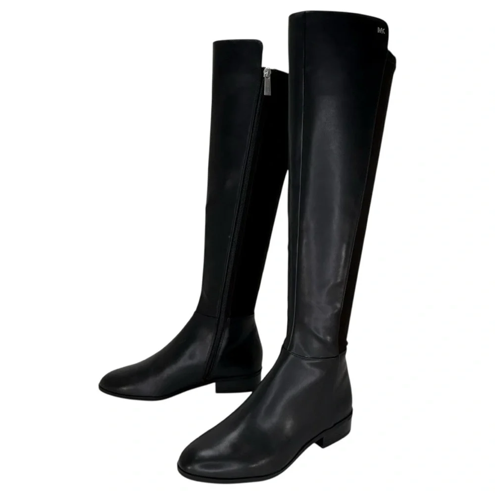 Michael Kors Bromley Black Faux Leather OTK Womens Boots Size 7M